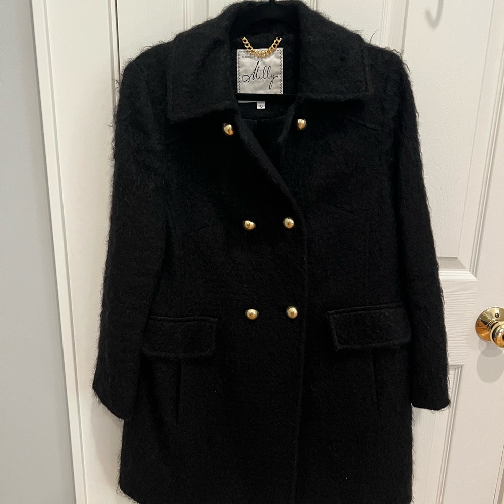 Milly “Crosby” Black Mohair Coat